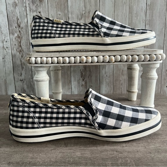 Keds Kate Spade Collab Black and White Gingham Slip-On Sneakers 7.5 - Picture 2 of 9